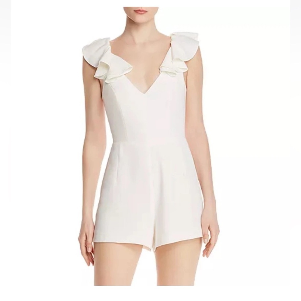 Amanda Uprichard Gimlet Short Ivory White Ruffled Sleeveless Romper Size Small